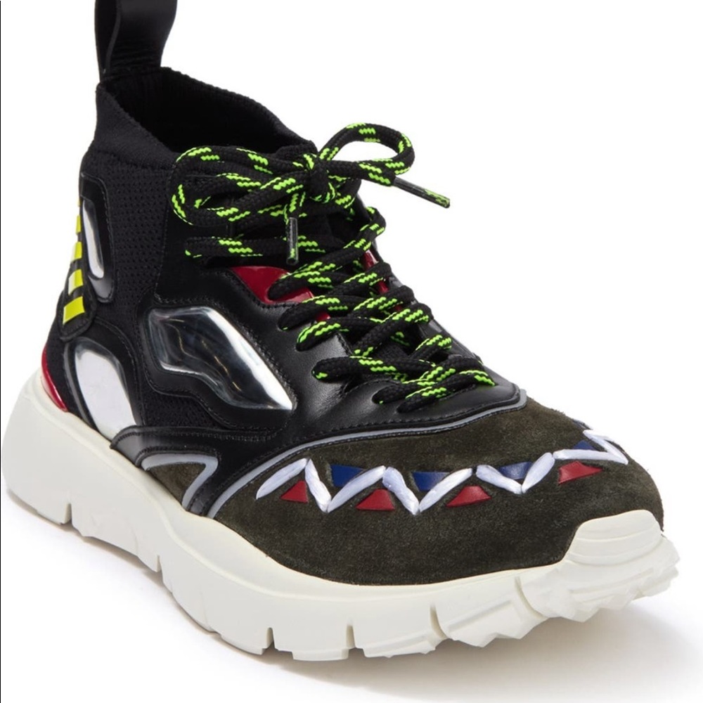Valentino Geo Design Leather Overlay Mesh Sneaker - Picture 4 of 6